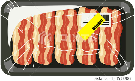 raw beef brisket slices in plastic wrapped grocery tray with discount meat sticker raw beef brisket slices in plastic wrapped grocery tray with discount meat sticker 133598983