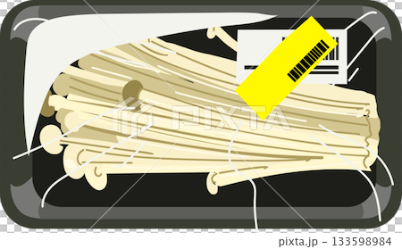 enoki mushroom reduced price packaging fresh produce grocery food illustration 133598984