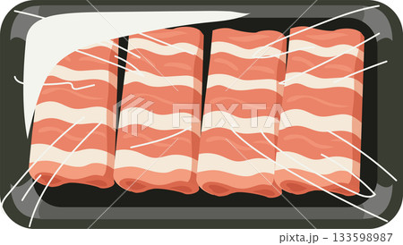 pork belly sliced pork raw meat in plastic tray wrapped food packaging pork belly sliced pork raw meat in plastic tray wrapped food packaging 133598987