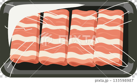 pork belly sliced pork raw meat in plastic tray wrapped food packaging pork belly sliced pork raw meat in plastic tray wrapped food packaging 133598987