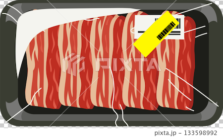 sliced beef raw meat in plastic wrapped tray showing reduced price label for grocery store and food retail scene sliced beef raw meat in plastic wrapped tray showing reduced price label for grocery store and food retail scene 133598992