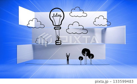 Hot air balloon on abstract background Hot air balloon on abstract background 133599483