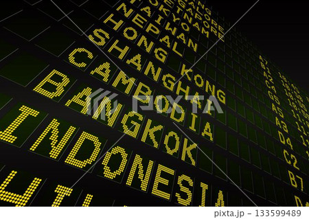 Black airport departures board for asia 133599489