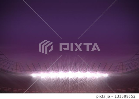 Large football stadium with spotlights under purple sky Large football stadium with spotlights under purple sky 133599552
