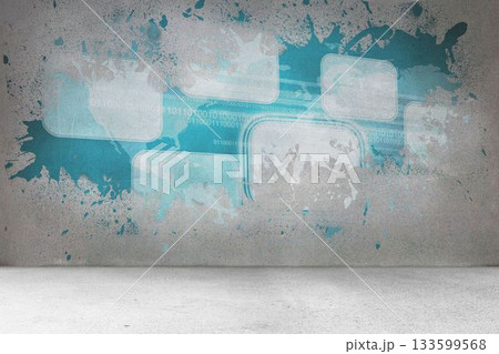 Splash on wall revealing technology interface 133599568