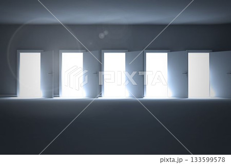 Doors opening revealing light Doors opening revealing light 133599578
