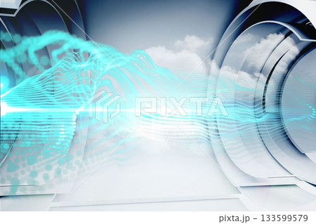 Blue energy design on a futuristic structure Blue energy design on a futuristic structure 133599579