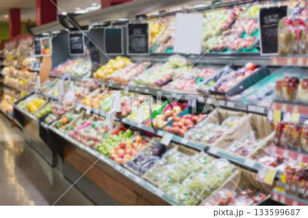Defocused image of fruit market Defocused image of fruit market 133599687