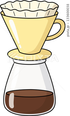 Cute Pour Over Coffee Dripper and Server Illustration  133600038