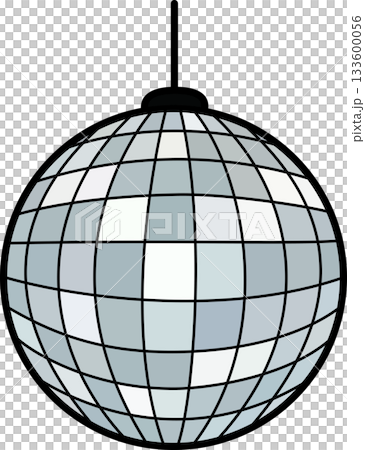 Classic Shiny Disco Ball Hanging Retro 70s 80s Party Element Cartoon Illustration 133600056