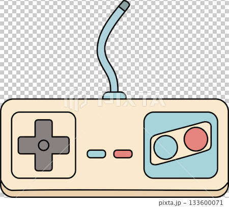 Retro Console Game Controller Cartoon Nostalgic 8-Bit Gaming Pad Illustration 133600071