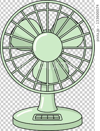 Retro Table Fan Cartoon in Pastel Green Vintage Home Appliance Illustration 133600074