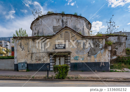 Weathered Yeni Alaca Hamami, a historic Ottoman bathhouse in Manisa, Turkey 133600232