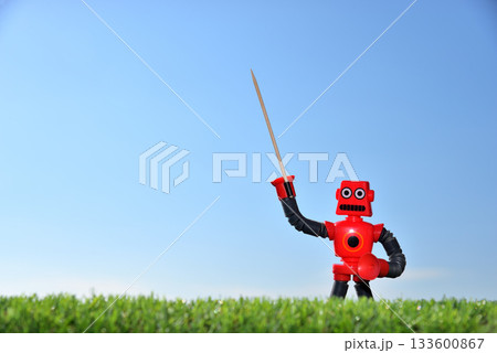 青空の下で講義するAI  ロボット イメージ 133600867