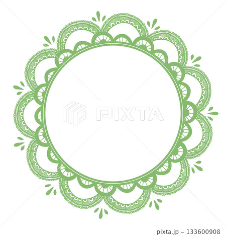 黄緑色の可愛い円形のレース 133600908