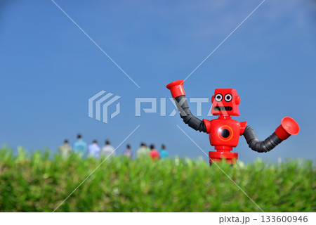 青空の下で講義するAI ロボット イメージ 青空の下で講義するAI ロボット イメージ 133600946