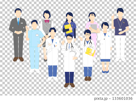 Simple illustration material set of doctors, nurses and medical workers Simple illustration material set of doctors, nurses and medical workers 133601036