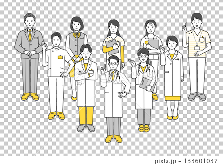 醫生、護士和醫務工作者的簡單插圖素材集 133601037