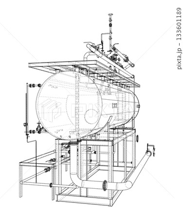 Industrial Tank Blueprint. Vector Industrial Tank Blueprint. Vector 133601189