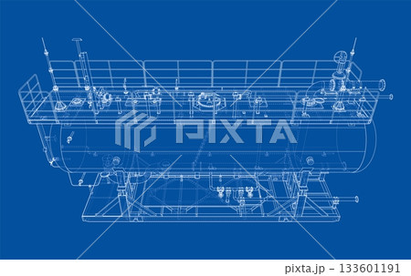 Industrial Tank Blueprint. Vector Industrial Tank Blueprint. Vector 133601191