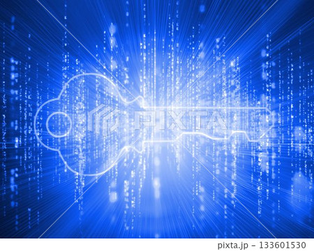 Glowing key on blue backgroundのイラスト素材 [133601530] - PIXTA