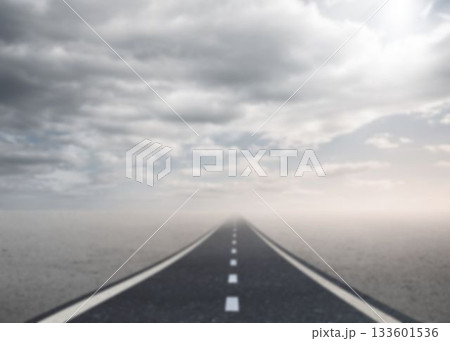 Empty single lane road in sea 133601536
