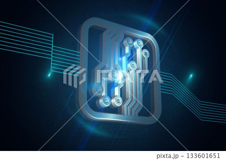 Shiny circuit board on black background 133601651