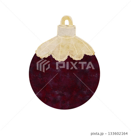 Christmas tree maroon textured ornament with golden top isolated on white. Watercolor clipart perfect for wrapping paper, cards, new year, invitations, stickers, textile, posters, totes design Christmas tree maroon textured ornament with golden top isolated on white. Watercolor clipart perfect for wrapping paper, cards, new year, invitations, stickers, textile, posters, totes design 133602164