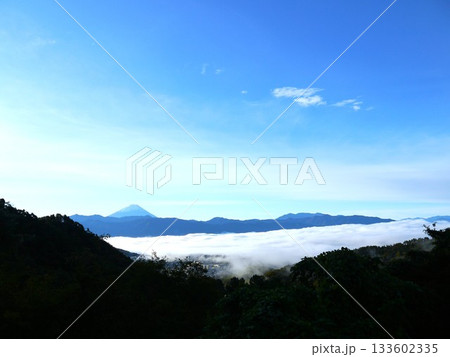 富士山と甲府盆地の雲海 富士山と甲府盆地の雲海 133602335