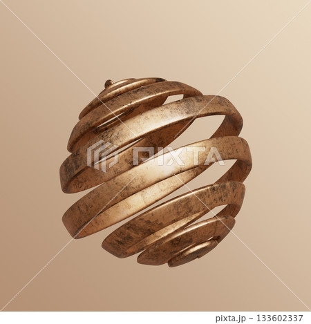 Rustic Bronze Metallic Christmas Tree Ornament. 3D Rendering 133602337