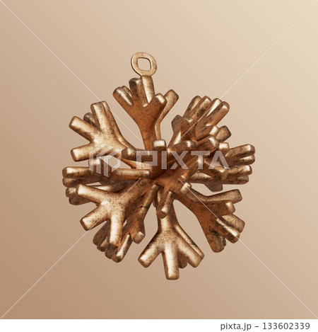 Rustic Bronze Metallic Christmas Tree Ornament. 3D Rendering 133602339
