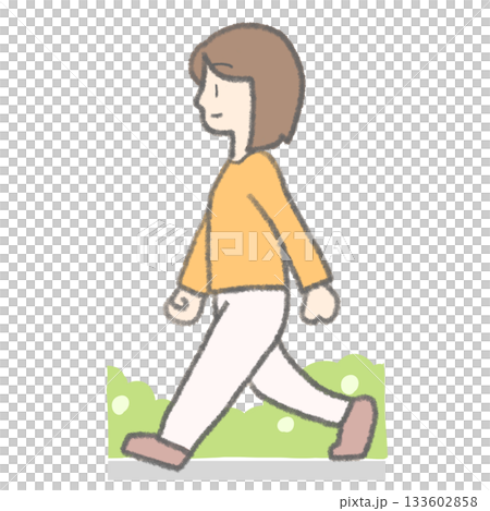 Illustration of a woman taking a walk 133602858