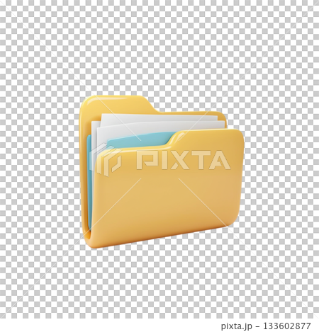 3D file folder icon representing organized documents, digital filing, and efficient office management for business and technology use 133602877