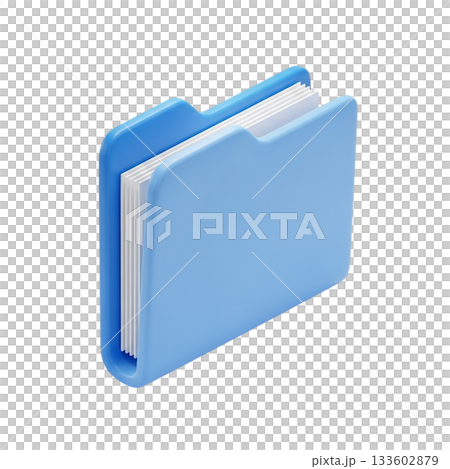 3D file folder icon representing organized documents, digital filing, and efficient office management for business and technology use 133602879