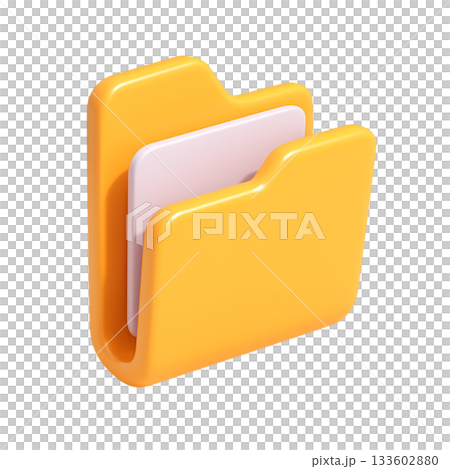 3D file folder icon representing organized documents, digital filing, and efficient office management for business and technology use 133602880