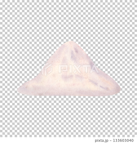 Pile of flour watercolor isolated on white. Ideal for bakery branding, packaging design, recipe illustrations, organic food projects, culinary graphics. Soft texture, subtle shading, natural tones 133603040