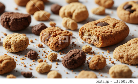 Delicious cookies on a white background for your holiday baking needs 133603396