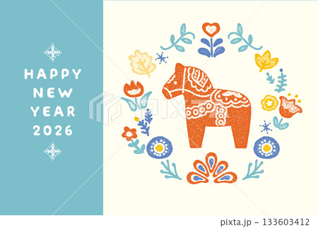 26年賀ダーラナホース_横 26年賀ダーラナホース_横 133603412