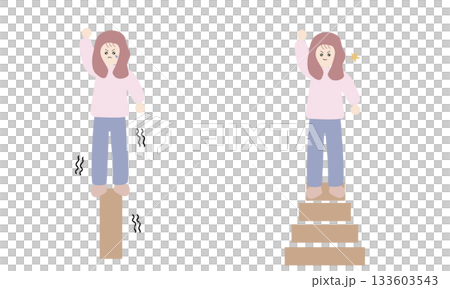 A woman who tries to force herself to be independent in an unstable place and a woman who builds up security A woman who tries to force herself to be independent in an unstable place and a woman who builds up security 133603543