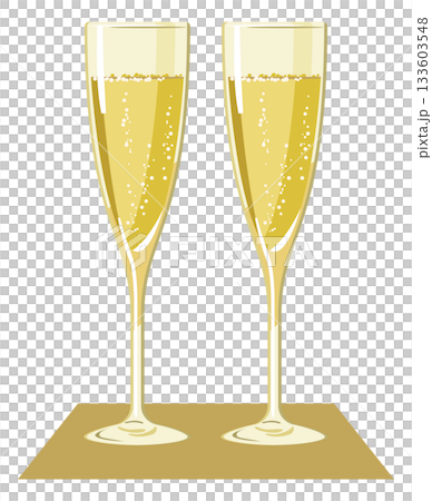 Illustration of champagne poured into a glass 133603548