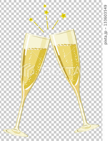 Illustration of a toasting champagne glass 133603549