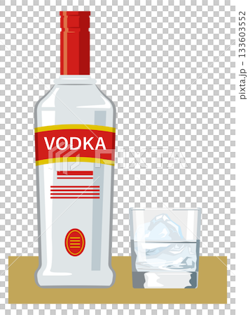 一瓶伏特加和一個玻璃杯的插圖 一瓶伏特加和一個玻璃杯的插圖 133603552