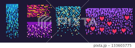 Neon bitmap pixel background setのイラスト素材 [133603775] - PIXTA