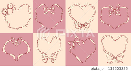 Heart frame in coquette pink design. 133603826