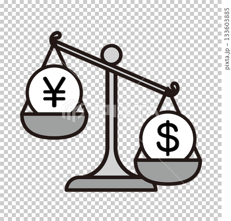 Weak yen and strong dollar _ illustration 133603885