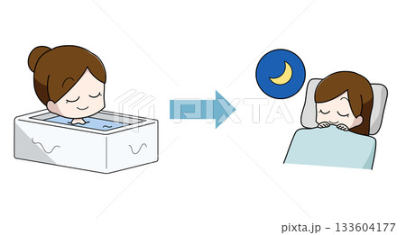 入浴後によく眠れた女性のイラスト 133604177