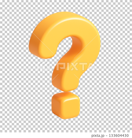 3D question mark icon representing inquiry, help, support, and curiosity for digital communication and information services 133604430