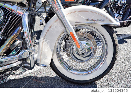 ハーレーダビッドソンの車体前輪 ハーレーダビッドソンの車体前輪 133604546
