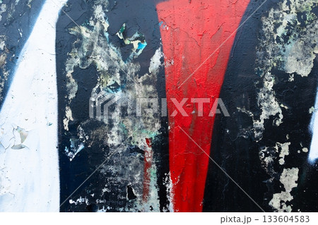 Abstract Peeling Paint Texture in Black, Red, White for Edgy 80s Style 133604583