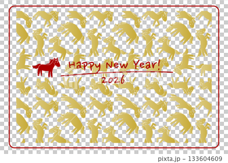 2026年新年賀卡（可愛金馬圖案） 133604609